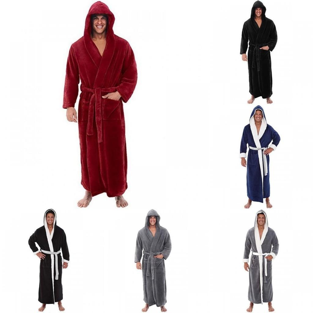 Cozy Long Sleeve Hooded Bathrobe For Autumn And Winter Homewear In Multiple Colors