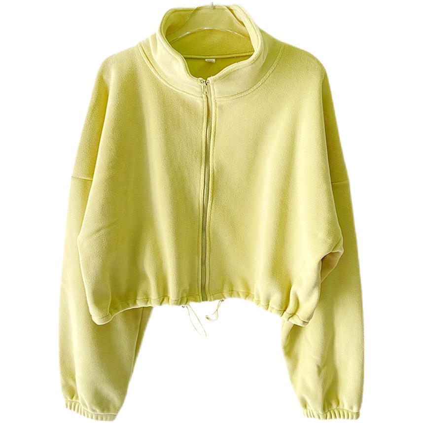 Women's Windproof Sports Jacket - Warm, Velvet-Lined, Loose Fit for Autumn/Winter Running, Training & Fitness.