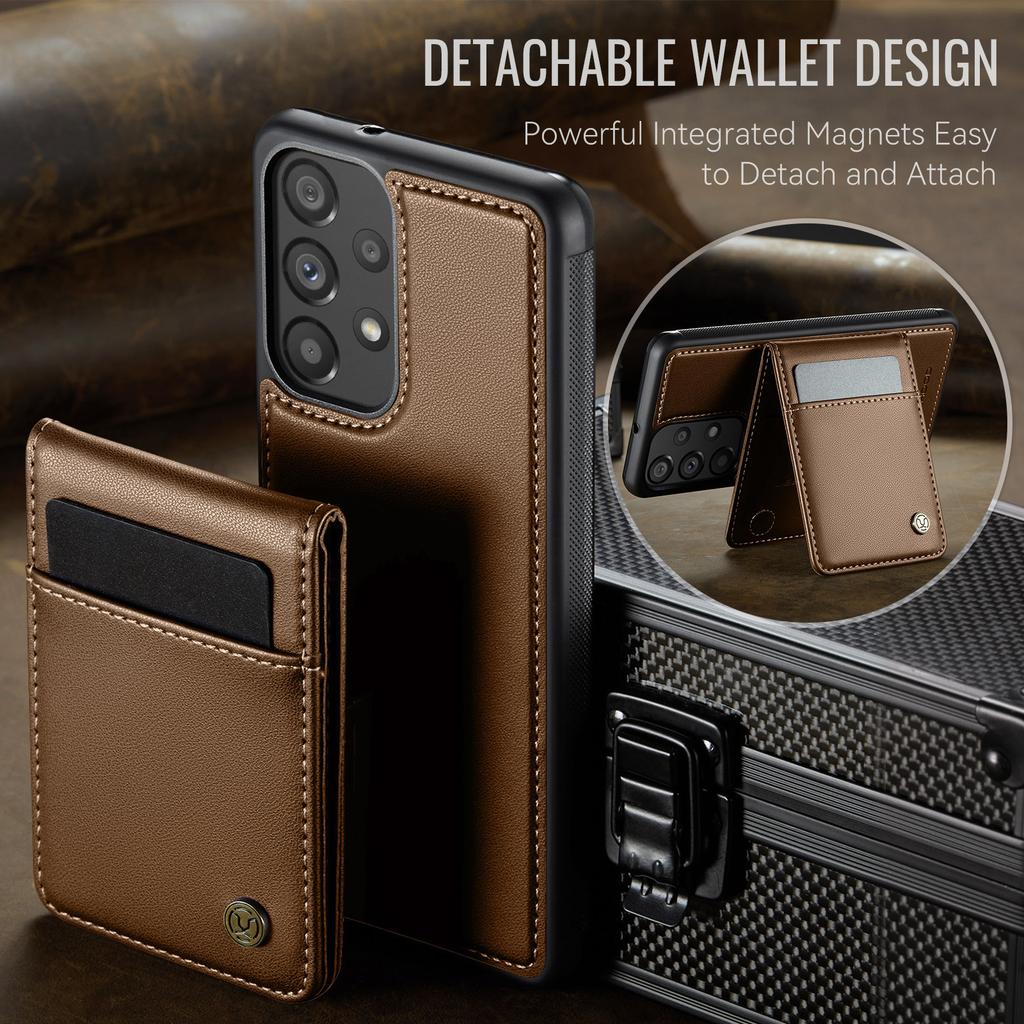 Pro Samsung Galaxy A33 5G Kožený zadní kryt Kompatibilní s MagSafe JEEHOOD J06 Pouzdro na telefon s kapsou na karty Blokování RFID