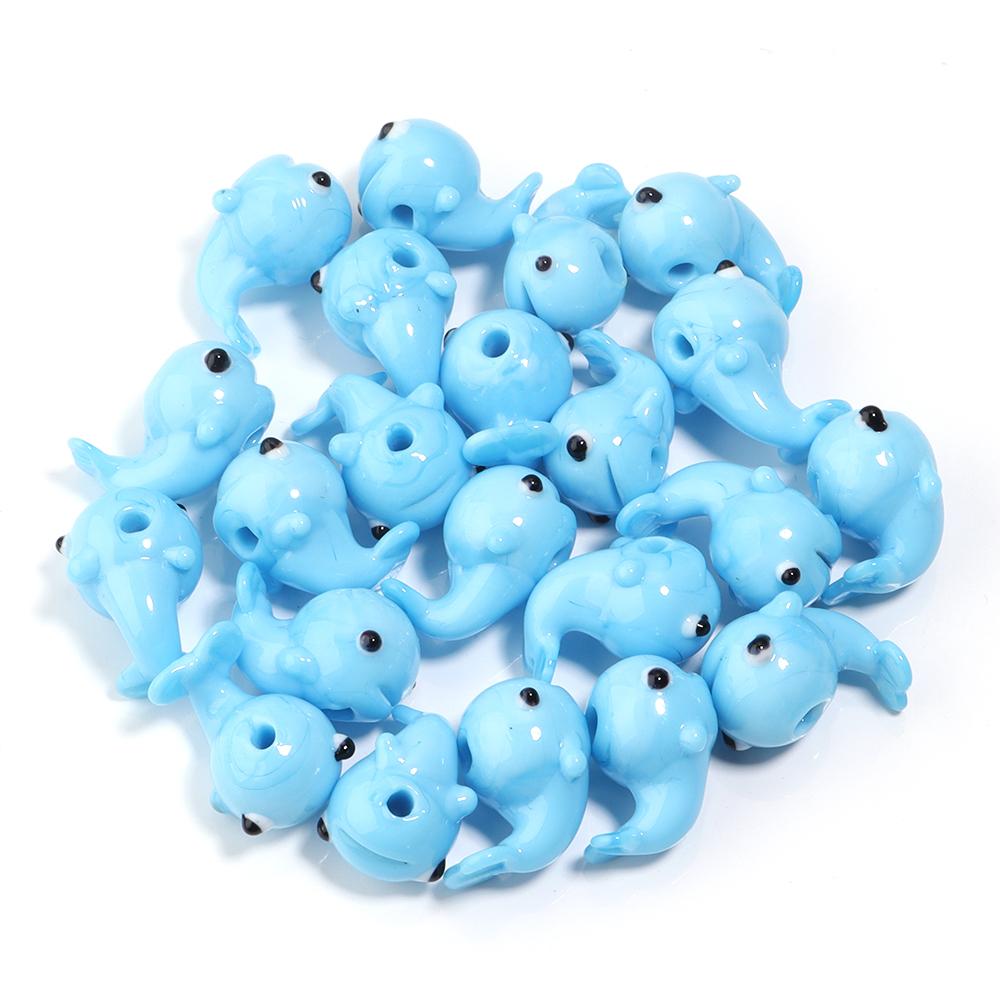 2-10pcs Animal Lampwork Beads Colorful Cartoon Crabs Shrimp Frog Fish Glass Loose Beads For DIY Jewelry Making Bracelet Keychain