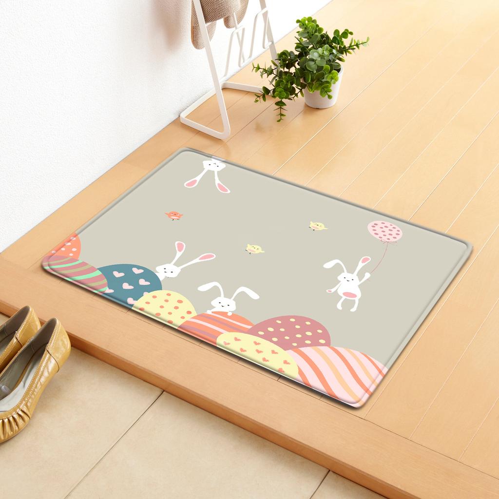 Easter Egg Rabbit Door Mat Easter Bathroom Absorbent Foot Mat Bedroom Living Room Non-Slip Floor Mat Carpet