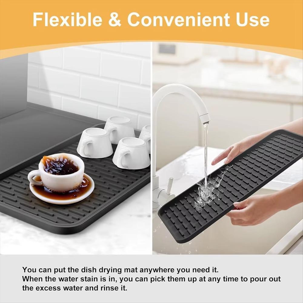Kitchen Supplies 2 in 1 Coffee Machine Mat Silicone Waterproof Coffee Bar Mat Non-slip Insulated Drain Pad Home