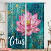 2pcs 2D Flat Printing Scene Curtain Pink Lotus Watercolor Fabric Without Electricity Birthday Party for Photo Booths Birthdays