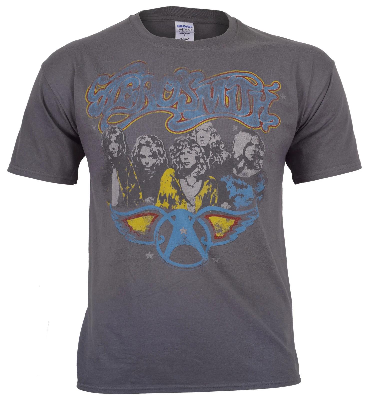 

Official Aerosmith T Shirt Vintage Photo Grey Classic Rock Logo New L XL XXL 4XL