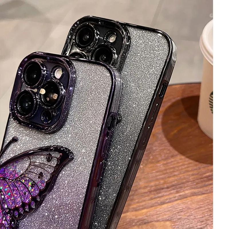 Redmi Note14 5G Case Luxury,Bling Quicksand Butterfly Case For Xiaomi Redmi Note 14 13 12 Pro Plus 14C 13C 12C Shockproof Cover