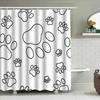 Footprint Shower Curtain Black White Dog Paw Design For Bathroom Decorations