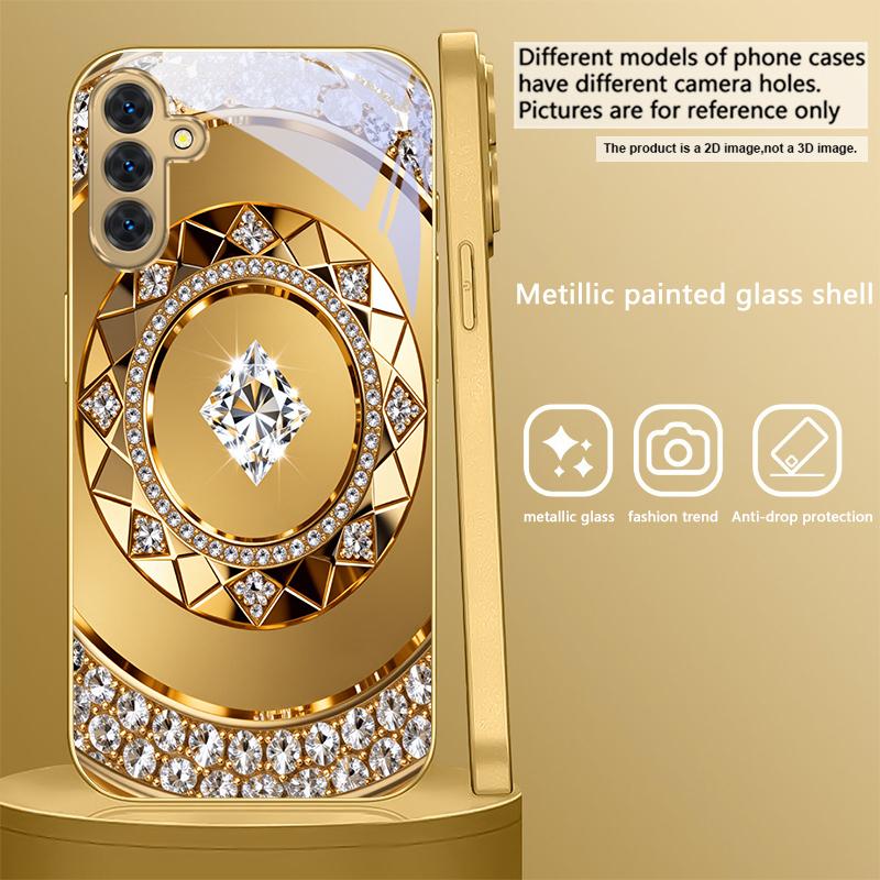 

Exquisite Jewelry Art For Samsung A 31 32 A33 A34 35 14 A15 13 16 25 26 50 52 53 54 55 56 70 71 72 73 Golden glass phone case Galaxy A73 5G