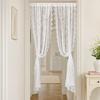 1 Panel White Lace Door Curtain, Sheer Room Divider Curtain, Retro Scalloped Floral Lace Curtain with Rod Pocket for Bedroom Balcony