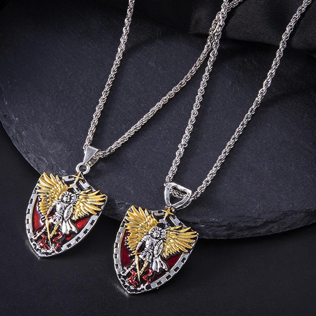 Mannen Geloof Hanger Ketting Sint Michaël Beschermer Ketting met Lange Ketting