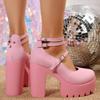 2025 Spring Plus Size Women's High Heels - European & American Fashion, Single Strap Thick Heel