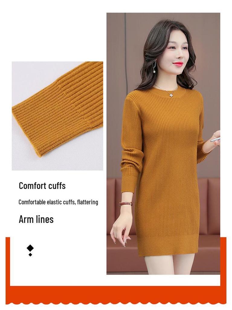 Damen Holzspecht Mittellanges Strickkleid - Herbst/Winter 2025 Mode.