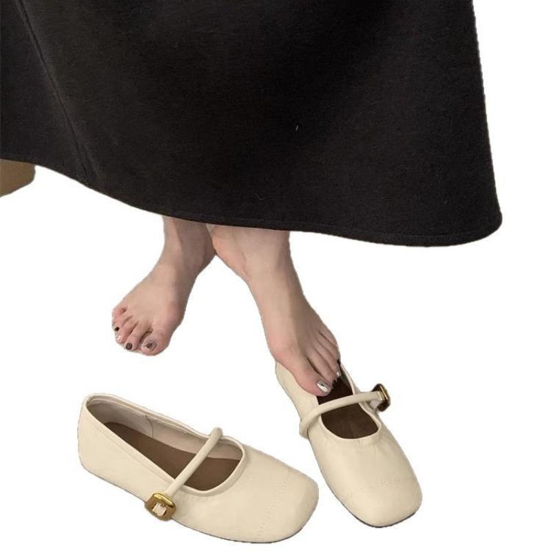 Black square head light mouth flat sole shoes women's new autumn and winter Mary Jane shoes