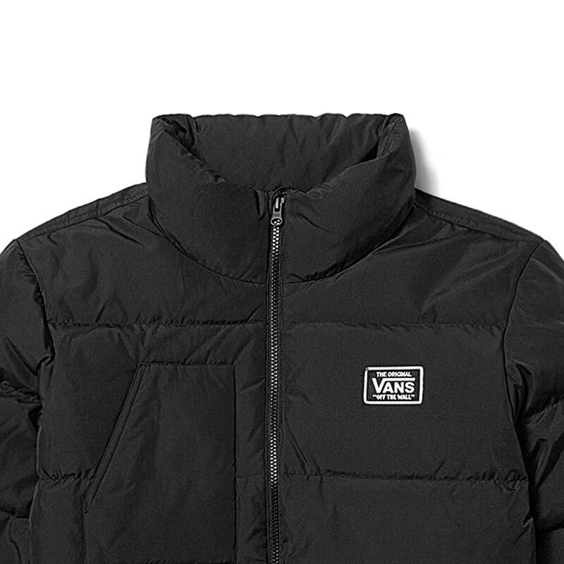 Vans Solid Color Stand Collar Mid-Length Loose Zipper Jacket Long Sleeve Unisex Jacket Black VN000H22BLK