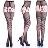 Sexy Lingerie Women's Fishnet Stockings With Garter Belt Summer Thin Lace Patterned Mesh Tights Female Black Suspender Pantyhose