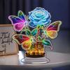Bohemian Glowing Butterfly & Rose Table Ornamen, Elegant Desktop Decoration for Home, Office, Christmas, Valentine's Day Gift, Wedding & Party Decor,