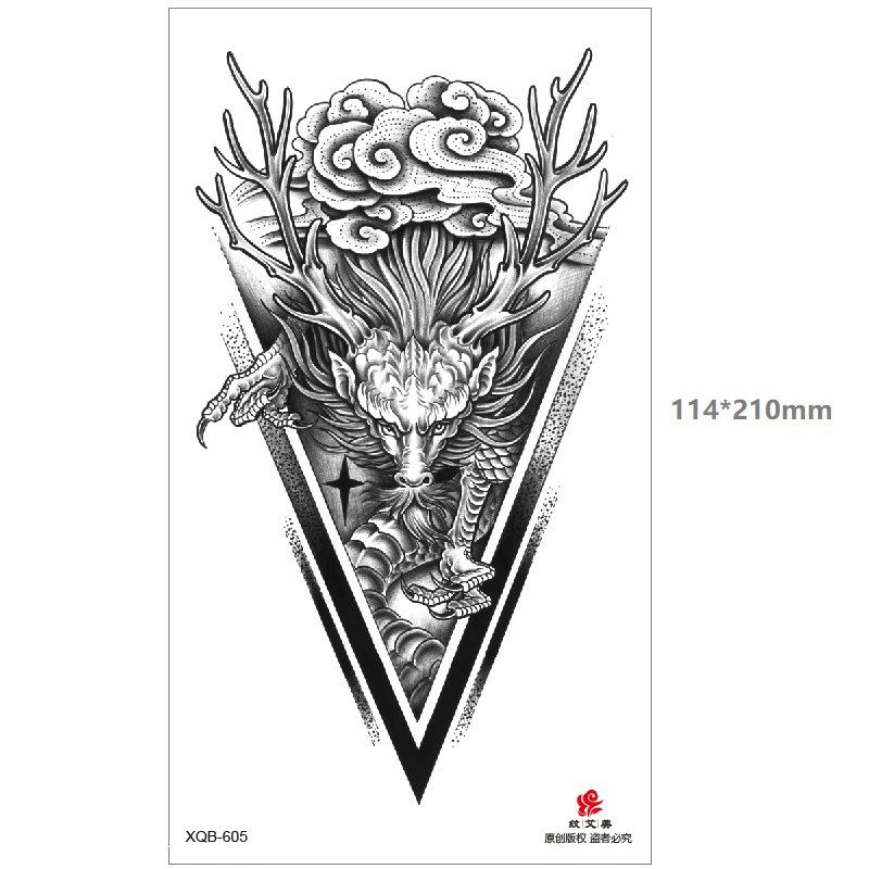 Dragon Wolf Tiger Black Water Transfer Simulation Disposable Temporary Half-Arm Animal Set Tattoo Sticker