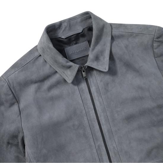 Goth Suede Goat Leather Trucker Jacket BRUDX25211GYX