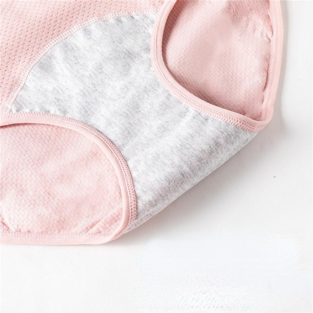 Women's 3 Pack Cotton Leakproof Period Underwear Middle Waist Comfortable Panties Blue Dark Grey Light Grey