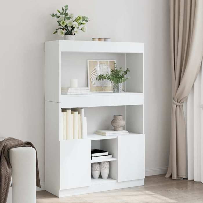 VidaXL Highboard White 92x33x140 Cm Engineered Wood, Bookcase, Modern Bookcase, Bookshelf, 3309609