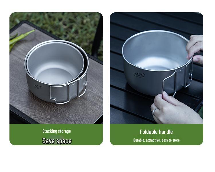 Portable Foldable Titanium Camping Cookware: Multi-functional Purification Pot and Instant Noodle Bowl