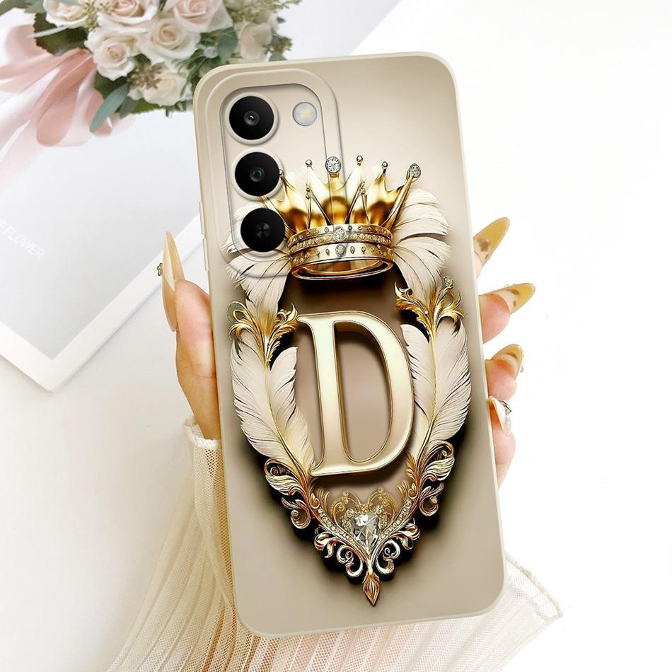 For Realme C83 Feather Crown Initial Letter Phone Case For Realme C83 C 83 5G Soft Silicone Covers Bumpers