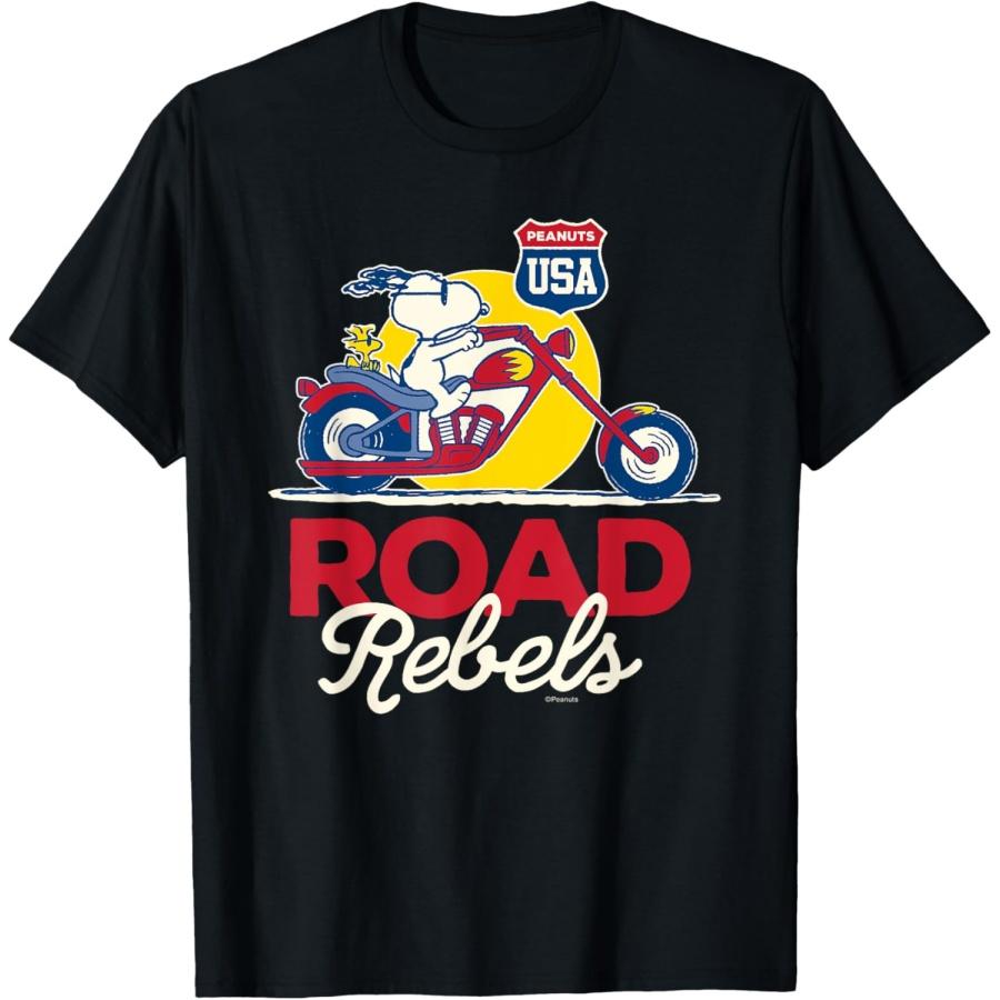 Peanuts - Snoopy Woodstock Motorcycle Road Rebels T-Shirt S чёрный
