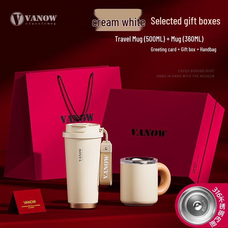 Vanow 860ml Dual-Drink Insulated Coffee Mug with Straw