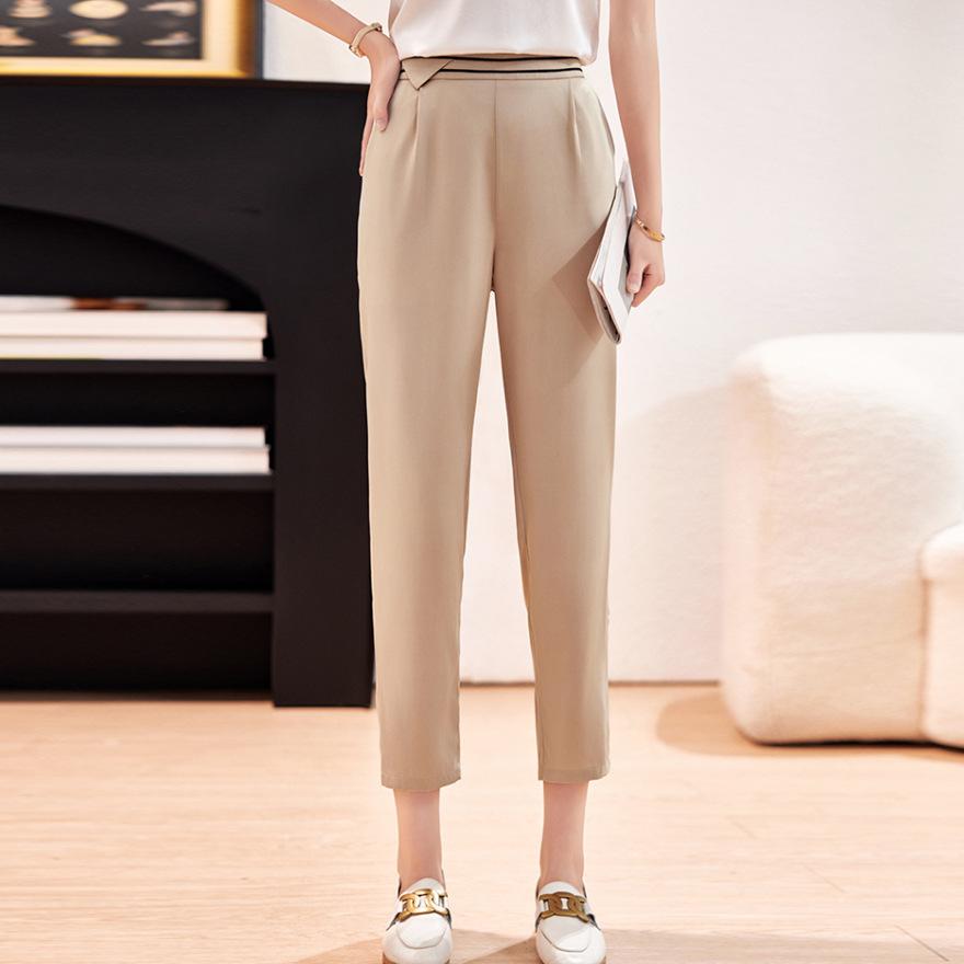 Fashion brand silk women's pants mulberry silk mother pants summer straight casual nine-point pants leggings