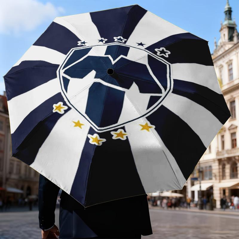 1PC Monter-rey Football Crest Art Printed Umbrella Folding umbrella, automatic umbrella 8-Frame for Travel, camping Fan gifts Christmas Gifts