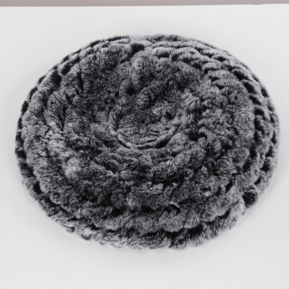 New Real Rex Rabbit Fur Hat Women Knitted Natural Real Rex Rabbit Fur Beret Caps Ladies Winter Warm Real fur Hats