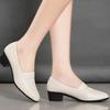 Spring comfortable soft leather soft sole women's fashion mother shoes new thick heel single shoes work shoes versatile soft sole small leather shoes