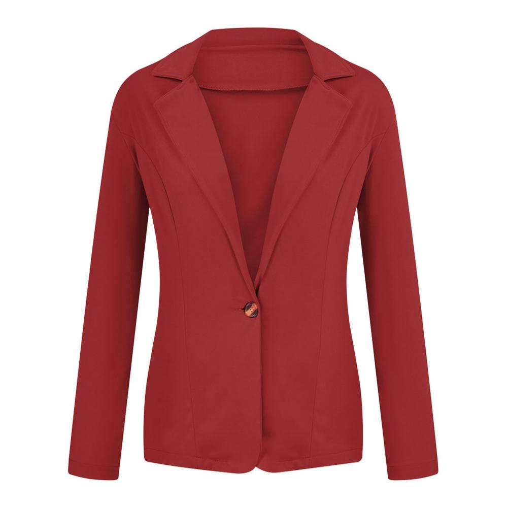 

Женский костюм Пиджак Элегантный пиджак с лацканами для женщин Приталенный однобортный пиджак для деловой одежды Универсальный однотонный пиджак для женщин Практичное использование M красный