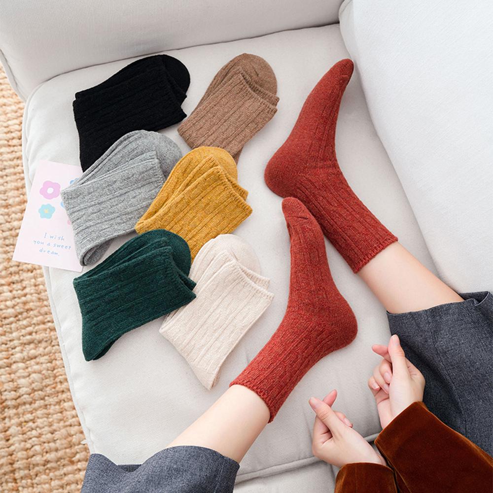 

Cute Fashion Casual Warmer Winter Retro Solid color Hosiery Cotton Socks Woman Socks