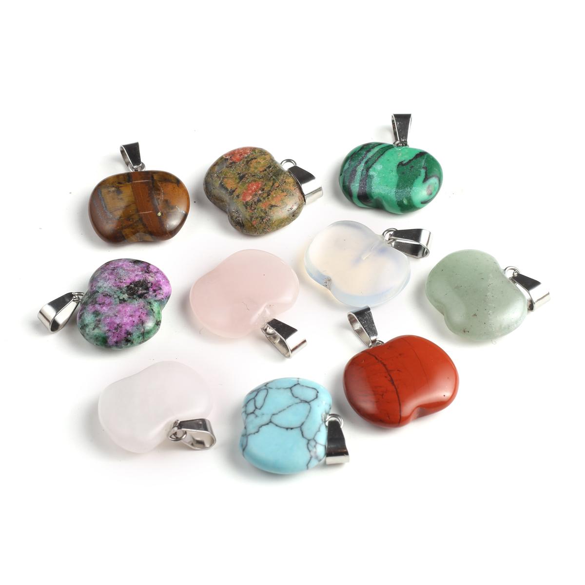 

5 шт./упак. кулон из натурального камня в форме яблока, рейки, лечебный кристалл, кварц, драгоценный камень, подвески для изготовления ювелирных изделий, аксессуары «сделай сам», 19x20 мм 5Pcs/19x20mm