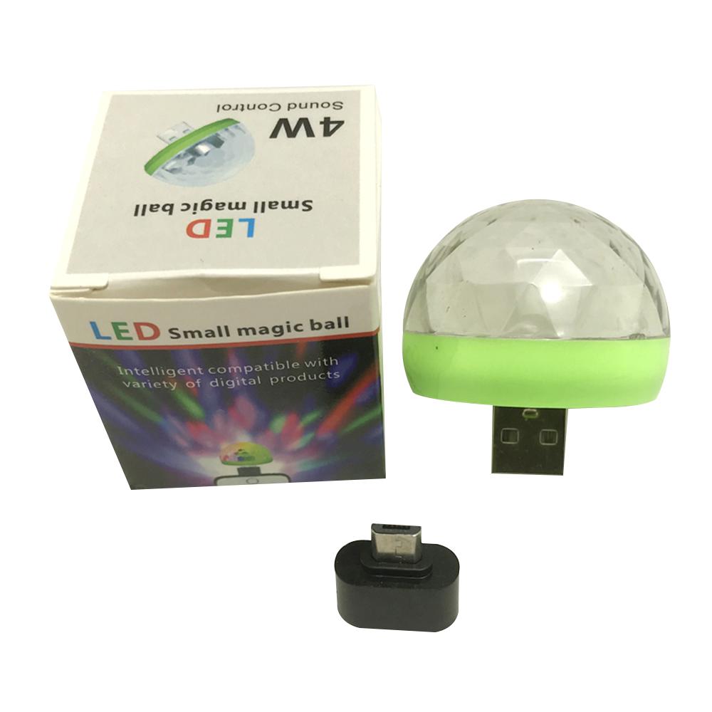 Mini Disco Light Rotating USB & Micro-USB Port Magic Ball Light RBG LED Lamp Portable Home Party Stage Light Random Color