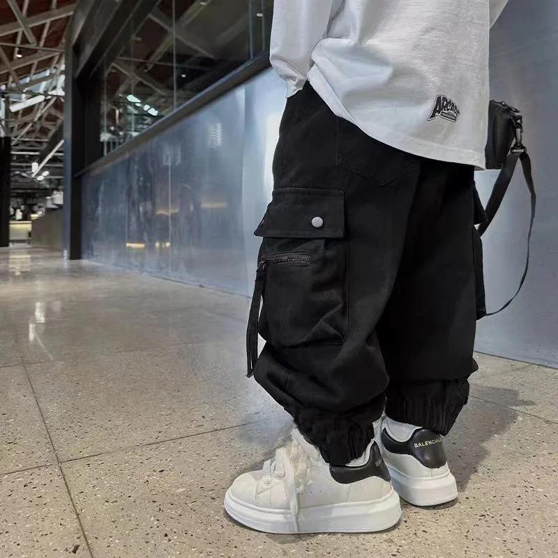 Bawełniane Spodnie Cargo dla Chłopców Wiosna Jesień Duże Dzieci Sportowe Długie Spodnie Nastolatki Streetwear Luźne Spodnie Dziecięca Moda Spodnie Joggers