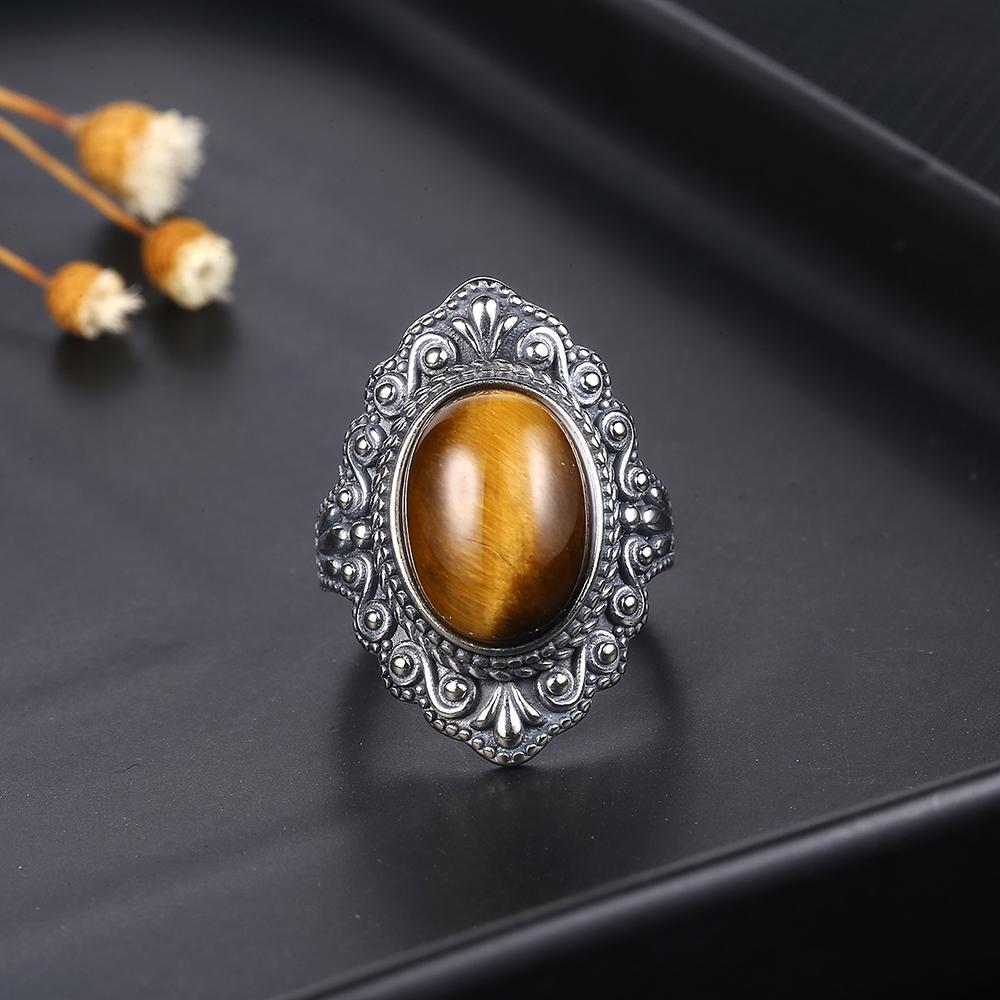 Oval Natural Labradorite Rings for Women Men CopperRing Finger Ring Retro Gemstone Rings Jewelry Party Gift