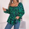 Spring and Autumn Women's Casual Floral Tie Long Sleeve Wooden Ear Blouse