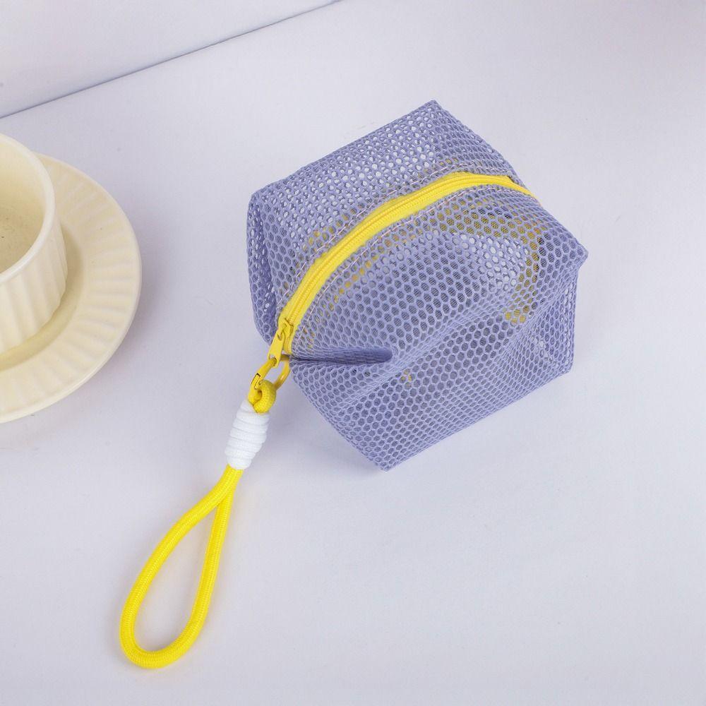 with Handle Mesh Cosmetic Bag Small Capacity Zipper Coin Purse Mini Makeup Pockets Stationery