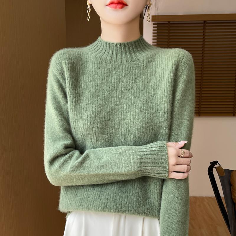 Women's cashmere sweater Qinghe cashmere 30% cashmere 70% wool autumn and winter pullover warm and fashionable