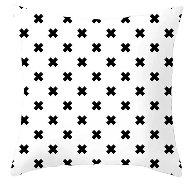 45*45cm Black and White Cushion Cover Waist Pillowcase Nordic Geometric Throw Pillow Sofa Bedroom Pillowslip Car Home Decor