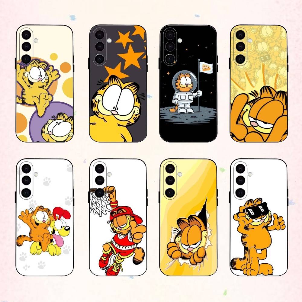 P-Playful G-Garfield C-Cat Phone Case For Samsung Galaxy A73,A72,A71,A70,A53,A52,A51,Others Soft Black Shell