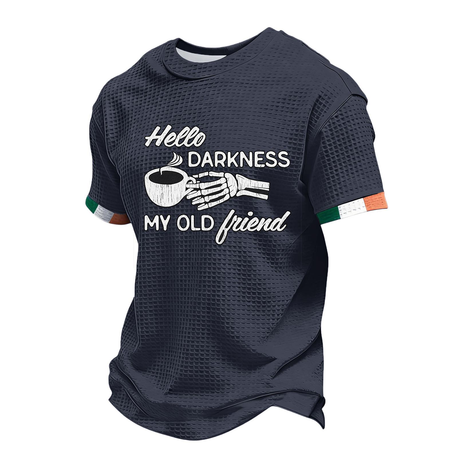 

Men s St. Patrick s Day Printed Waffkle Crewneck Short Sleeve Top XXL