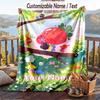 Custom Text Flannel Throw Blanket, Lightweight Cozy Bed Sofa BlanketPikmin