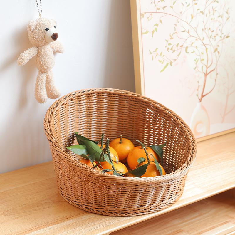 Rattan-Style Angled Bread, Fruit & Snack Display Basket