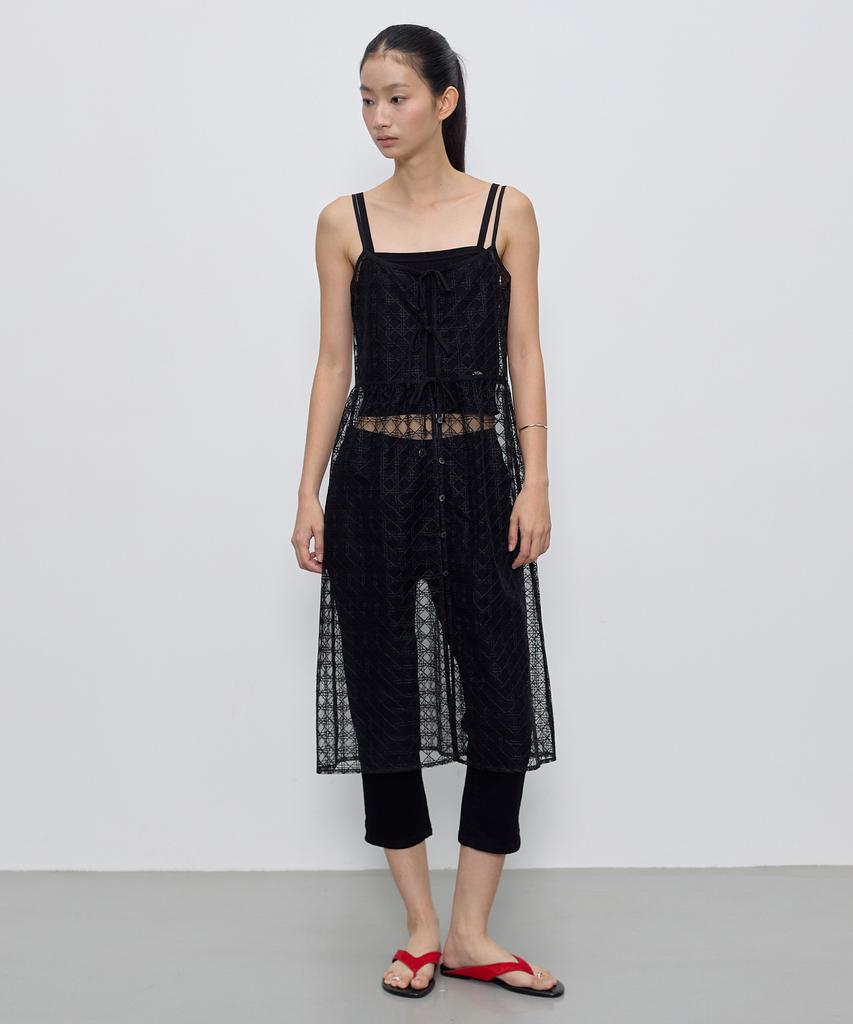 City Breeze Layered Lace Long Dress_Black