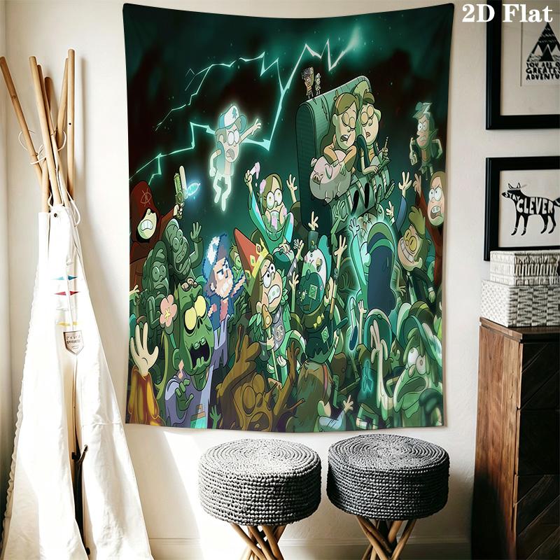 Rick Morty Cosmic Adventure Tapestry Fashion Print Wallmounted Homestay Soft Decoration Tapestry Soft Christmas Gift