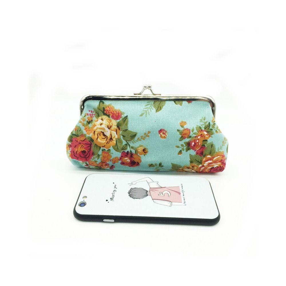Vintage Blumen Geldbörse Retro Geld Clutch Tasche Tragbare Lange Kussverschluss Geldbörse Täglich