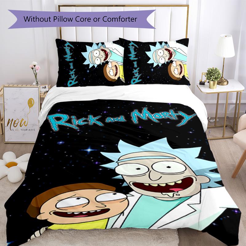 Rick and Morty 3pcs Bedding Set Duvet Cover Closure Includes 1 Duvet Cover & 2 Pillowcases for All Seasons Bedroom Home Dorm Decor