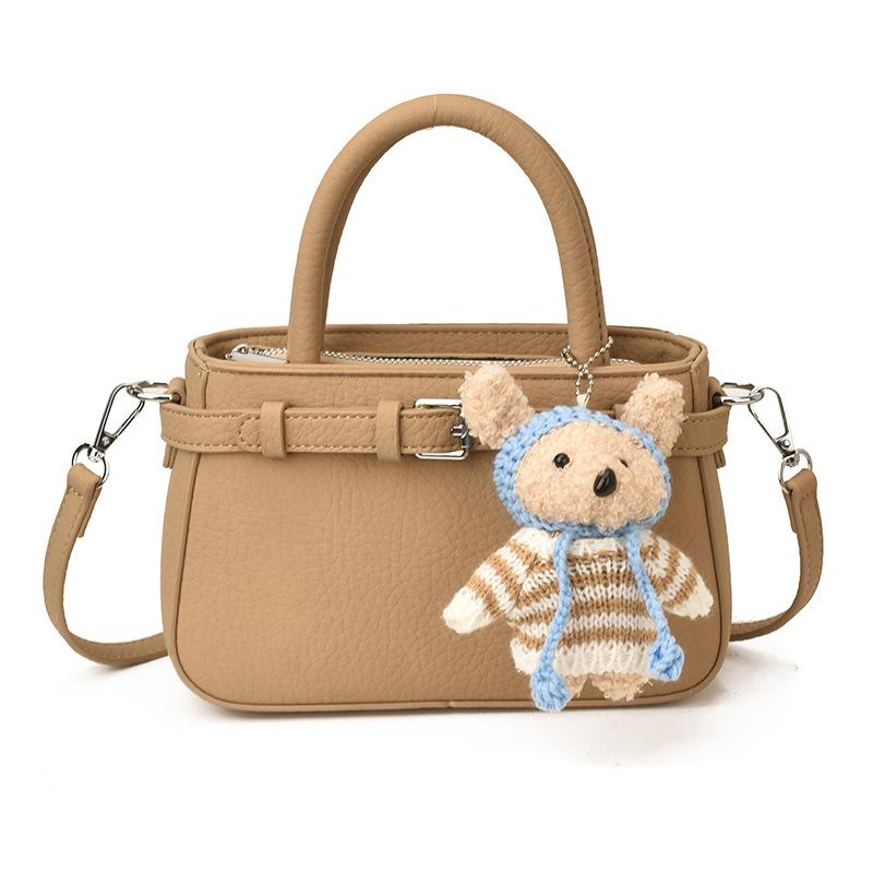 

Korean Style Small Square Bag With Lychee Pattern Belt Buckle Design Commute Handbag Women Shoulder Bag Casual Mini Crossbodybag
